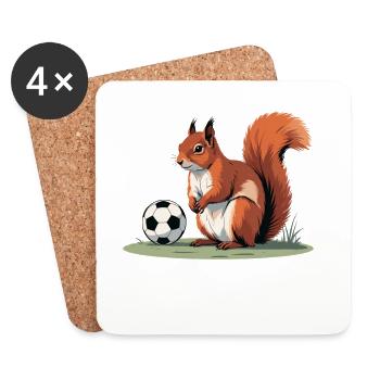 Héros du Football Écureuil - Dessous de verre (lot de 4) - blanc - Devant