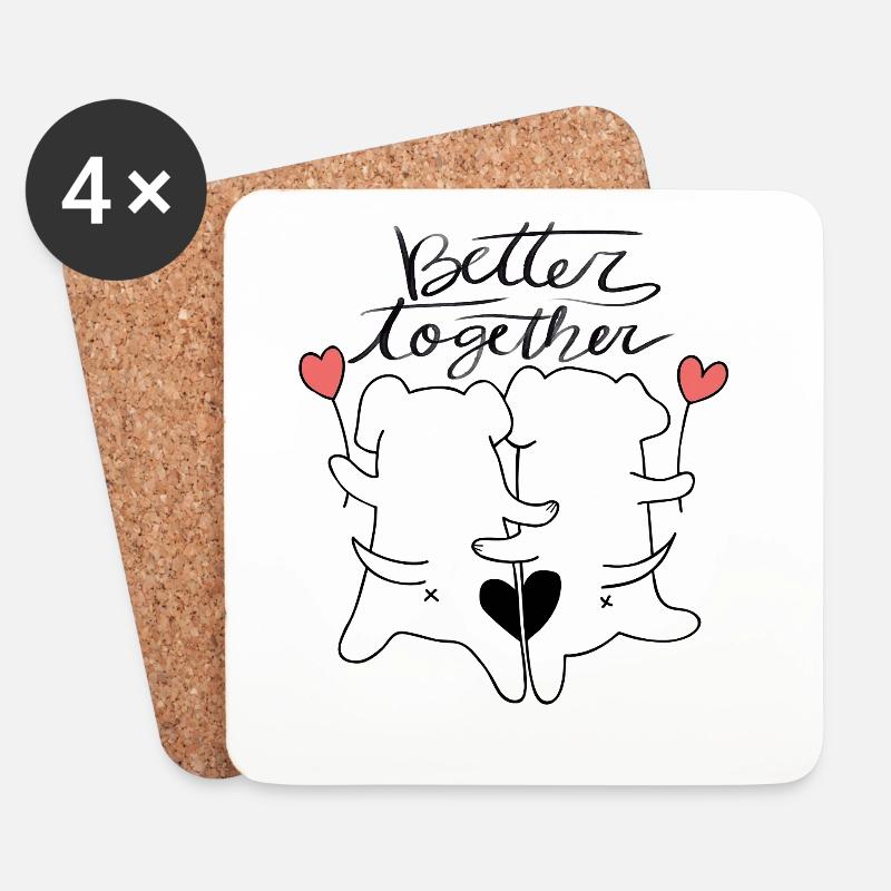 Nettes Paar Liebe Illustration - Untersetzer (4er-Set) - Weiß