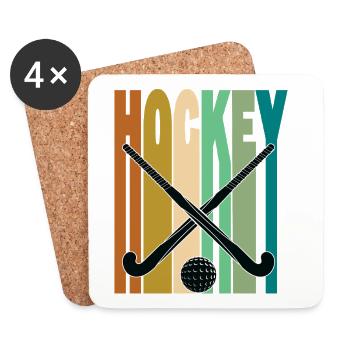 Hockey sur gazon rétro vintage - Dessous de verre (lot de 4) - blanc - Devant