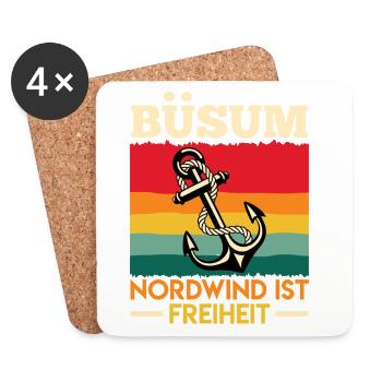 North Sea BÜSUM NORTH WIND IS FREEDOM Funny - Coasters (set of 4) - white - Front