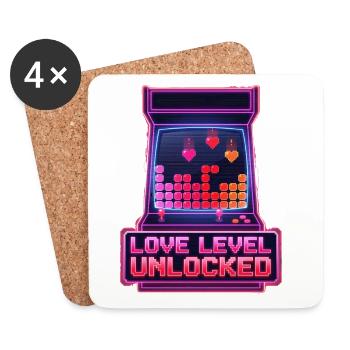 Love Level freigeschaltetes Arcade-Retro-Videospiel - Untersetzer (4er-Set) - Weiß - Vorne