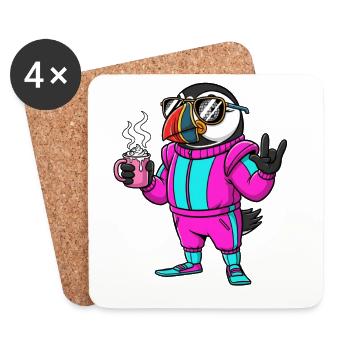 Stylischer Vogel im Ski-Overall mit Kaffee - Untersetzer (4er-Set) - Weiß - Vorne