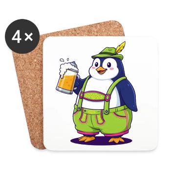 Penguin in Lederhosen Beer Party Beer Garden Apres - Coasters (set of 4) - white - Front