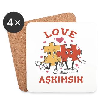 Love Askimsin: Puzzle Pieces in Love Design - Coasters (set of 4) - white - Front