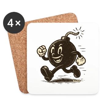 Une bombe de dessin animé - Dessous de verre (lot de 4) - blanc - Devant