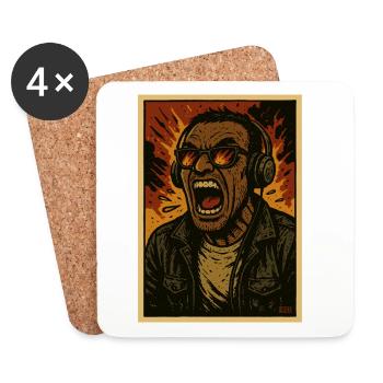 Headphone Singer Flames - Coasters (set of 4) - white - Front
