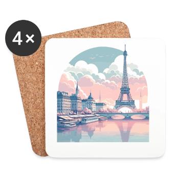 Pastell Paris: Skyline am Seine - Untersetzer (4er-Set) - Weiß - Vorne