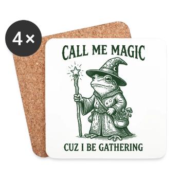 Call me Magic cuz I be Gathering – Frog Wizard - Coasters (set of 4) - white - Front