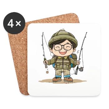 Fisherman Boy Comic - Coasters (set of 4) - white - Front