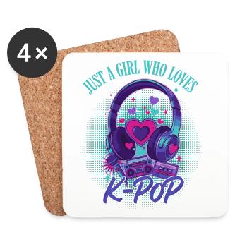 Juste une fille qui adore la musique coréenne de la K-pop mignonne - Dessous de verre (lot de 4) - blanc - Devant
