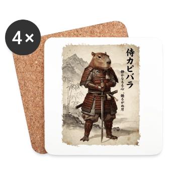 Samurai, Capybara, Japanese Art, Anime - Coasters (set of 4) - white - Front