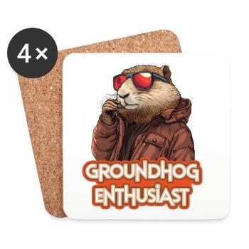 Groundhog Enthusiast Sunglasses - Coasters (set of 4) - white - Front
