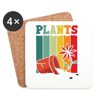 Plants Plant Lover Retro Gardening - Coasters (set of 4) - white - Front