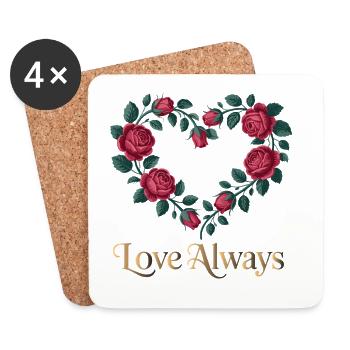 Rose Heart Love Always - Coasters (set of 4) - white - Front