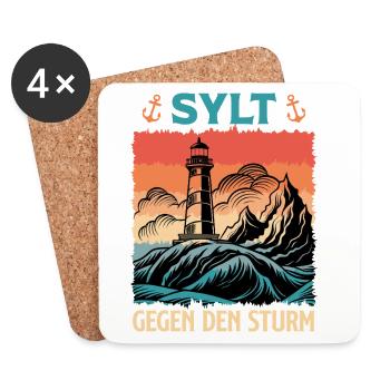 North Sea Holiday SYLT AGAINST THE STORM Funny - Coasters (set of 4) - white - Front