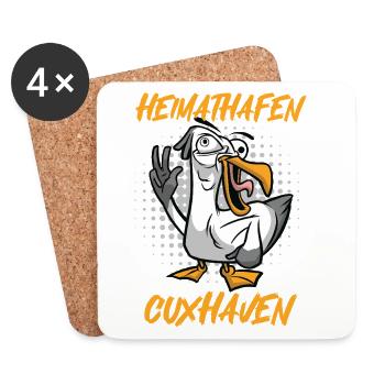 North Sea Holiday HOME PORT CUXHAVEN Lustig - Coasters (set of 4) - white - Front