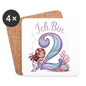 Je suis 2e anniversaire de la fille sirène - Dessous de verre (lot de 4) - blanc - Devant