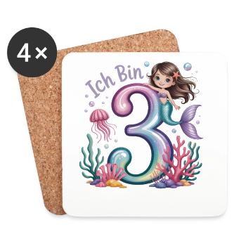 Je suis 3e anniversaire de la Fille des Sirènes - Dessous de verre (lot de 4) - blanc - Devant