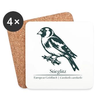 Goldfinch Silhouette | Ornithology | Drawing - Coasters (set of 4) - white - Front
