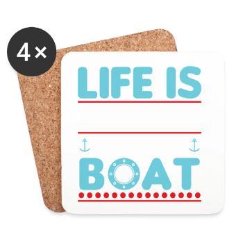 La vie est meilleure sur le bateau - Dessous de verre (lot de 4) - blanc - Devant