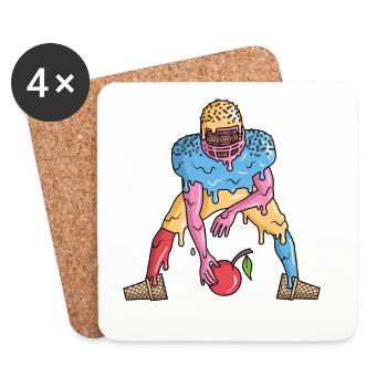 American Football Eiscreme Kinder Jungen Football - Coasters (set of 4) - white - Front