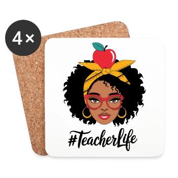 Lehrerin mit Gelbem Turban und Apfel - Untersetzer (4er-Set) - Weiß - Vorne