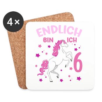6 Jahre alt Pferd Endlich Bin Ich 6 Mädchen 6. - Untersetzer (4er-Set) - Weiß - Vorne