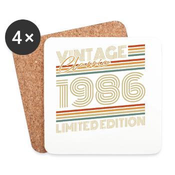 Vintage 1986 Jahrgang Geburtstagsgeschenk - Untersetzer (4er-Set) - Weiß - Vorne