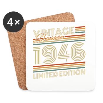 Vintage 1946 Jahrgang Geburtstagsgeschenk - Untersetzer (4er-Set) - Weiß - Vorne