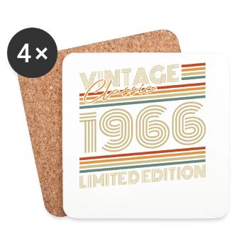 Vintage 1966 Jahrgang Geburtstagsgeschenk - Untersetzer (4er-Set) - Weiß - Vorne