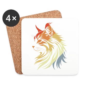 Cat Retro Style - Coasters (set of 4) - white - Front