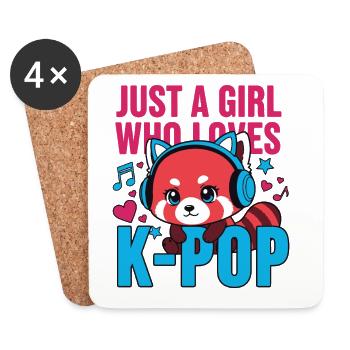 Einfach ein Mädchen, das K-Pop koreanische Musik liebt K-Pop-Fans - Untersetzer (4er-Set) - Weiß - Vorne