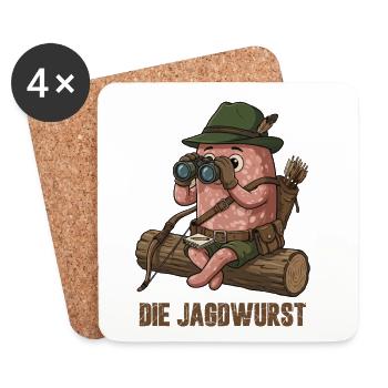 The Hunting Sausage Hunter Cartoon Humor - Coasters (set of 4) - white - Front