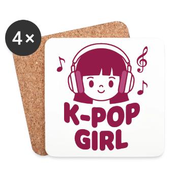 Fille K-Pop Musique coréenne mignonne Ambiances anime Kpop - Dessous de verre (lot de 4) - blanc - Devant