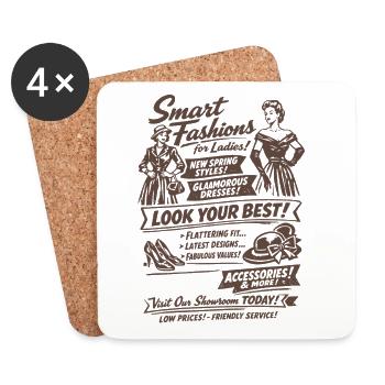 Retro Fashion Nostalgia | Women | Vintage Fashion - Coasters (set of 4) - white - Front