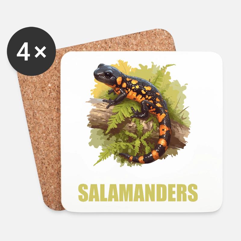 Feuersalamander Salamander - Untersetzer (4er-Set) - Weiß