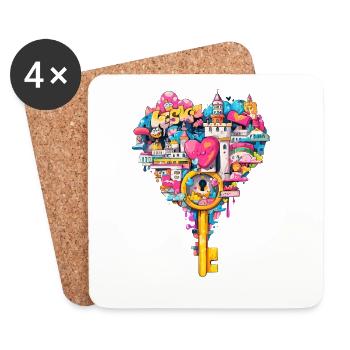 Heart Key City Dream - Coasters (set of 4) - white - Front