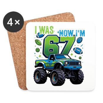 Monster Truck 7. Geburtstag Junge  - Untersetzer (4er-Set) - Weiß - Vorne