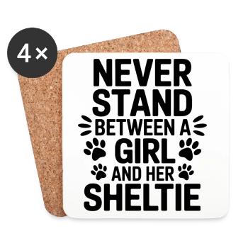 Expressions du chien de berger des Shetland, drôle de cadeau Sheltie - Dessous de verre (lot de 4) - blanc - Devant