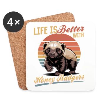 Funny Honey Badger - Untersetzer (4er-Set) - Weiß - Vorne
