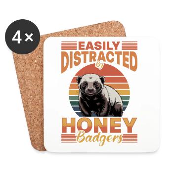 Funny Honey Badger - Untersetzer (4er-Set) - Weiß - Vorne