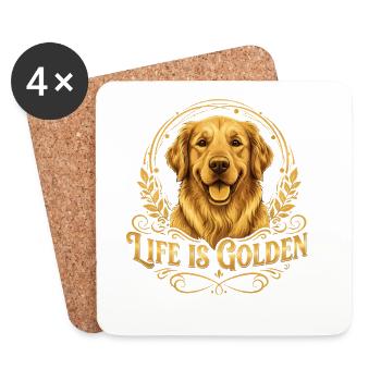 La vie est dorée : Golden Retriever - Dessous de verre (lot de 4) - blanc - Devant