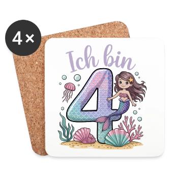 I'm 4 Mermaids Girl 4th Birthday - Coasters (set of 4) - white - Front