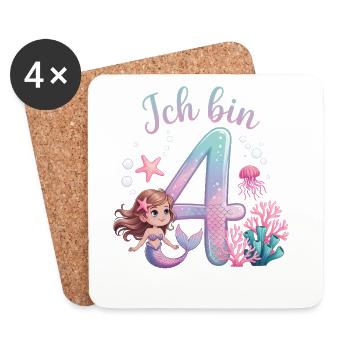 I'm 4 Mermaids Girl 4th Birthday - Coasters (set of 4) - white - Front