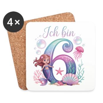 Je suis 6e anniversaire de la Fille des Sirènes - Dessous de verre (lot de 4) - blanc - Devant