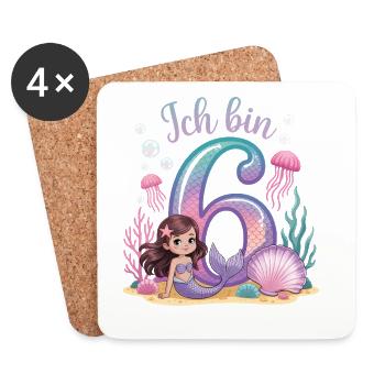 Je suis 6e anniversaire de la Fille des Sirènes - Dessous de verre (lot de 4) - blanc - Devant