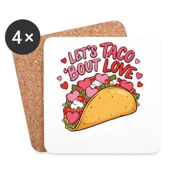 Taco Bout Love Drôle de la Saint-Valentin Mexicaine Gourmet - Dessous de verre (lot de 4) - blanc - Devant