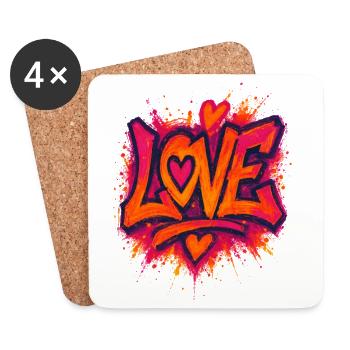 Amour - Cœur - Saint Valentin - Mariage - Dessous de verre (lot de 4) - blanc - Devant