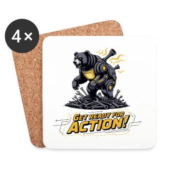 Bear Mech Action Gear - Coasters (set of 4) - white - Front