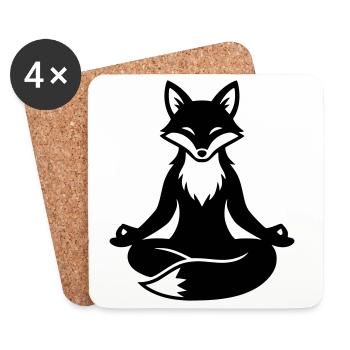Meditating Fox Zen - Coasters (set of 4) - white - Front